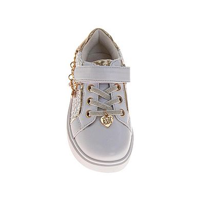 Badgley Mischka Sneakers for Girls Glitter Charms Easy Hook-and-Loop Stylish (Toddler)