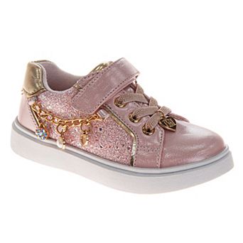 Badgley Mischka Sneakers for Girls Glitter Charms Easy Hook-and-Loop Stylish (Toddler)
