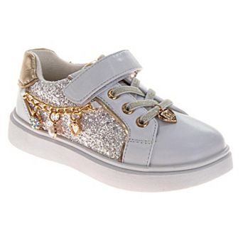 Badgley Mischka Sneakers for Girls Glitter Charms Easy Hook-and-Loop Stylish (Toddler)