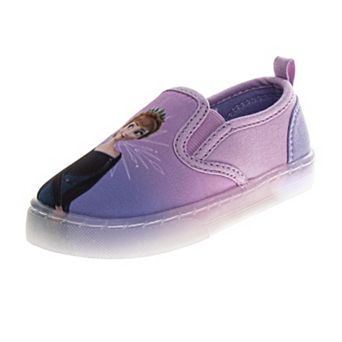 Disney Frozen Elsa Anna Girls' Slip-On Canvas Sneakers Glitter Detail (Toddler / Little Kid)