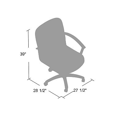 Mala Mid Back Office Chair, Black Faux Leather, Rolling Base, Tilt Lock