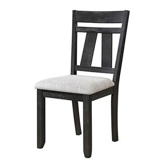 Riby Dining Chair Set of 2, Black Wood Frame, Gray Linen Seating