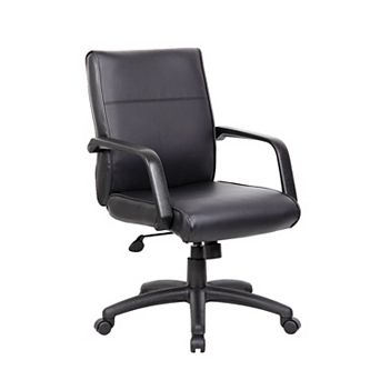 Rolling Executive Armchair, Black Faux Leather, Lumbar Support, Swivel