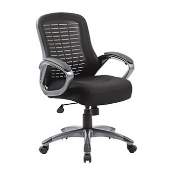 Rolling High Back Office Chair, Black Mesh and Vinyl, Lumbar Support