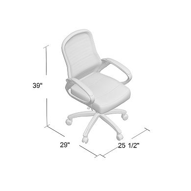 Rolling High Back Office Chair, Black Mesh and Vinyl, Lumbar Support