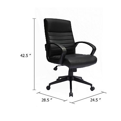 Swivel Task Chair, Black Ribbed Back Vinyl, Caster Wheels, Adjustable
