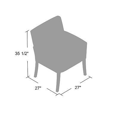 Nick Guest Armchair, Black Vinyl, Mahogany Brown Finish, Lumbar Support