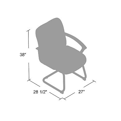 Mala Mid Back Guest Chair, Black Faux Leather, Lumbar Support