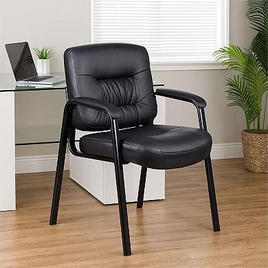 Mala Executive Mid Back Guest Chair, Faux Leather, Steel Frame