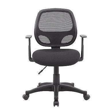 Maya Rolling Office Chair with T-Arms, Black Mesh, Foam Padding