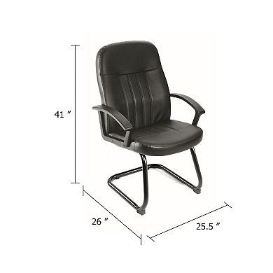 Luke Executive Armchair with Cantilever Frame, Black Faux Leather
