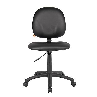 Nate Swivel Task Chair with Contour Back, Caster Wheels, Black Vinyl