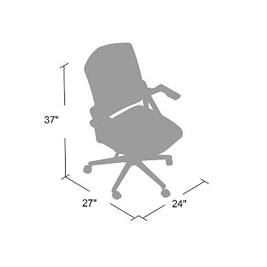 Rolling Task Chair with Flip Arms, Black Mesh and Vinyl, Adjustable