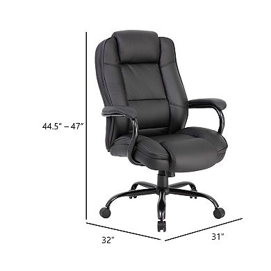 Liv Rolling Oversized Swivel Chair, Black Faux Leather, 400lbs