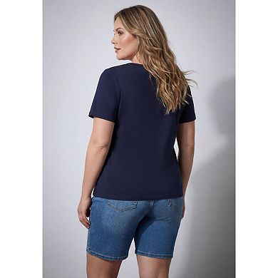 Avenue Women's Plus Size Sccop Neck Tee Graphic
