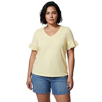 Avenue Women's Plus Size Eyelet Trim Top