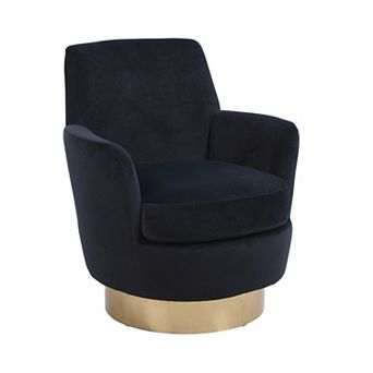 Merax 360° Swivel Accent Chair with Teddy Fabric, Solid Wood Frame & Pocket Springs