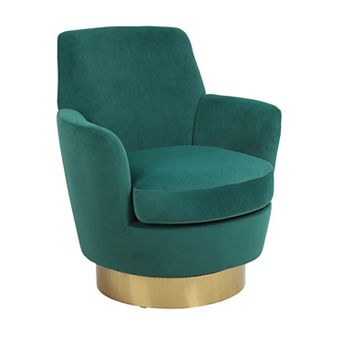 Merax 360° Swivel Accent Chair with Teddy Fabric, Solid Wood Frame & Pocket Springs