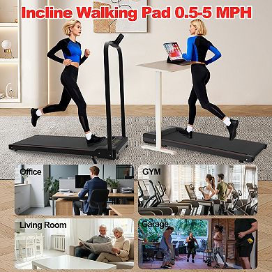 Merax Foldable Treadmill with Handle Bar & Incline, 2 in 1 Upgrade Portable Under Desk