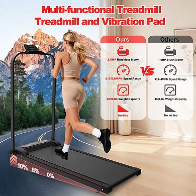 Merax Foldable Treadmill with Handle Bar & Incline, 2 in 1 Upgrade Portable Under Desk