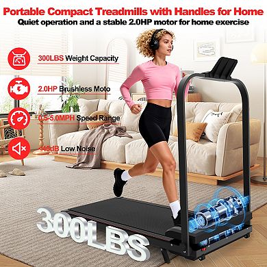 Merax Foldable Treadmill with Handle Bar & Incline, 2 in 1 Upgrade Portable Under Desk