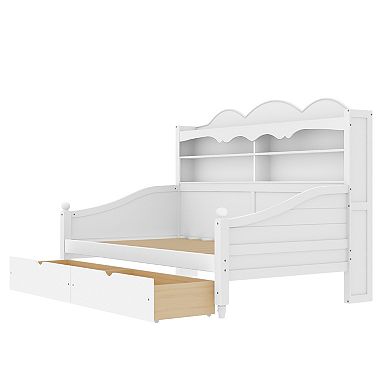 Merax Twin Size Daybed With Storage Drawers, Retro Style Daybed For Bedroom