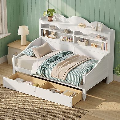 Merax Twin Size Daybed With Storage Drawers, Retro Style Daybed For Bedroom