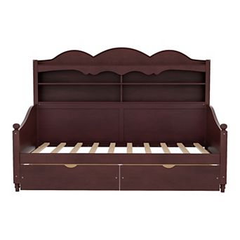 Merax Twin Size Daybed With Storage Drawers, Retro Style Daybed For Bedroom