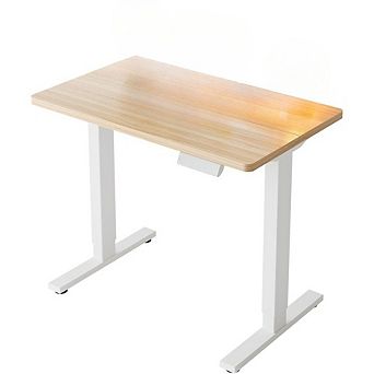 KSIZUIS 32" Electric Standing Desk - 4 Memory Height Settings, Adjustable Sit-Stand, Light Walnut