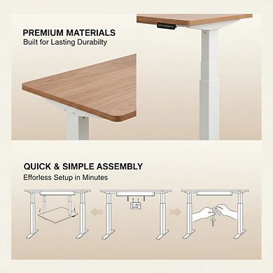 KSIZUIS 32" Electric Standing Desk - 4 Memory Height Settings, Adjustable Sit-Stand, Light Walnut