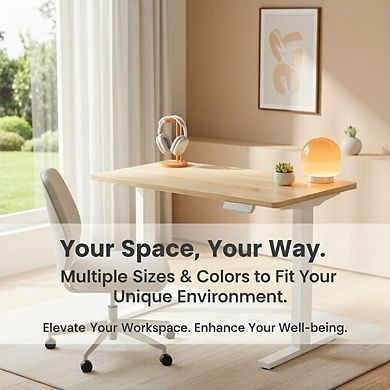 KSIZUIS 32" Electric Standing Desk - 4 Memory Height Settings, Adjustable Sit-Stand, Light Walnut