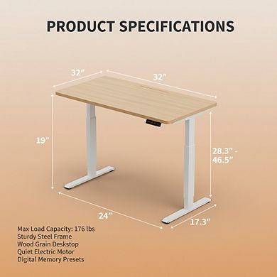 KSIZUIS 32" Electric Standing Desk - 4 Memory Height Settings, Adjustable Sit-Stand, Light Walnut