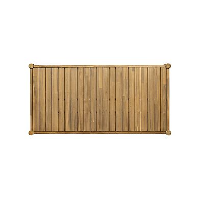 Merax Classic Outdoor Patio Dining Table Solid Acacia Wood, Light Teak Finish