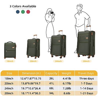 Merax Softside Waterproof Travel Luggage with Spinner Wheels & Combination Lock