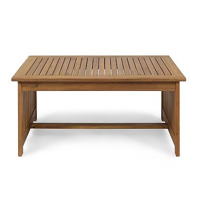 Merax Acacia Wood Outdoor Coffee Table, Rectangular Patio Coffee Table for Outside Garden Patio