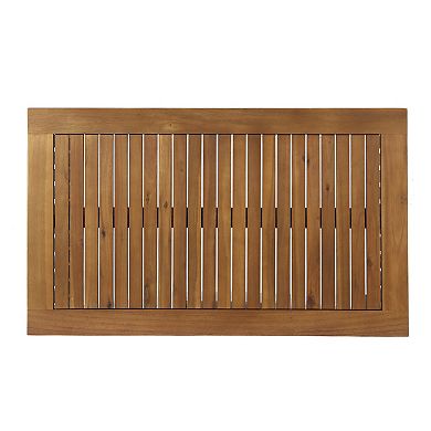 Merax Acacia Wood Outdoor Coffee Table, Rectangular Patio Coffee Table for Outside Garden Patio