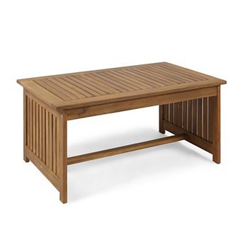 Merax Acacia Wood Outdoor Coffee Table, Rectangular Patio Coffee Table for Outside Garden Patio