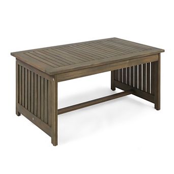 Merax Acacia Wood Outdoor Coffee Table, Rectangular Patio Coffee Table for Outside Garden Patio