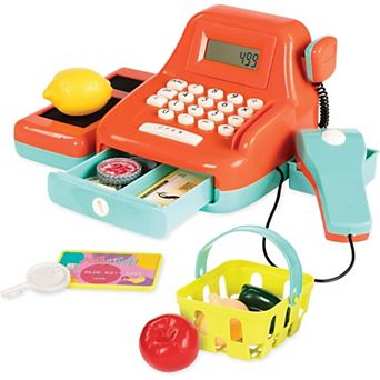 Interactive Cash Register Toy with Scanner Sounds and Play Money