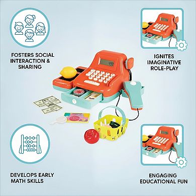 Interactive Cash Register Toy with Scanner Sounds and Play Money