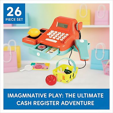 Interactive Cash Register Toy with Scanner Sounds and Play Money