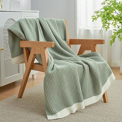 Waffle Throw Blanket Soft Cozy Chenille Knit for Couch