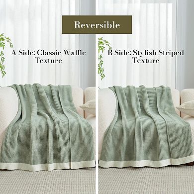 Waffle Throw Blanket Soft Cozy Chenille Knit for Couch