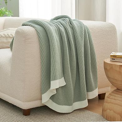 Waffle Throw Blanket Soft Cozy Chenille Knit for Couch