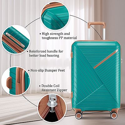 Merax Lightweight PP Hardside Family Luggage with TSA Lock & 360