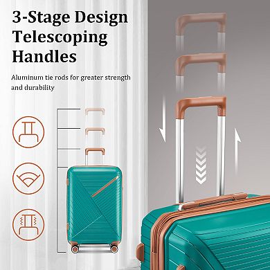 Merax Lightweight PP Hardside Family Luggage with TSA Lock & 360° Spinner Wheels