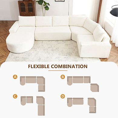 Merax 139" Oversized Modular Sofa Cloud Sectional Sofa Set Upholstered Couches U-shaped Sofa