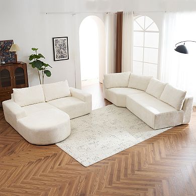Merax 139" Oversized Modular Sofa Cloud Sectional Sofa Set Upholstered Couches U-shaped Sofa