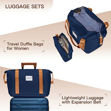 Merax 5Piece Expandable ABS Hardside Luggage Set with Weekender & Toiletry Bag