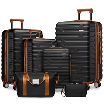 Merax 5 pc Expandable ABS Hardside Luggage Set with Weekender & Toiletry Bag
